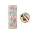 thumbnail image 2 of Fymlhomi Pencil Wrap Roll Up Case Colored Pen Pencil Holder Travel Pencil Organizer Pouch with 48 Slots for Colored Pencils (Pink Floral Style), 2 of 5
