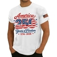 thumbnail image 3 of 250 Year Celebration Patriotic Shirts for Men Fourth Of July American Flag Print Short Sleeve Crew Neck Tees Muscle Classic Fit Workout Home Wear Tshirt, White, #01 White, 3 of 4