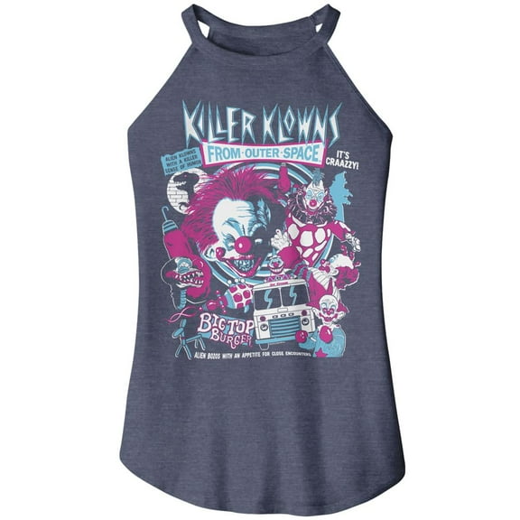 Killer Klowns In Outer Space Crazy Bunch Navy Frost Women's Sleeveless Rocker Tank Top S