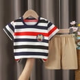 thumbnail image 2 of UAYOTSE Toddler Baby Boys Summer Outfits 6 9 12 18 24 Months 2T 3T Patchwork Crew Neck Short Sleeve T-Shirts Elastic Waist Shorts 2Pcs Clothes Set,Sizes 18-24 Months, 2 of 5