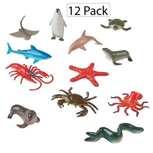 Vinyl Ocean Animals Pack Of 12 2 X 3 5 Assorted Animal Figures Underwater Sea Life Creatures For Kids Great Party Walmart Com Walmart Com