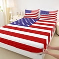 thumbnail image 4 of Manfei American Flag Queen Sheets,Classic National Queen Sheet Sets,Red White Blue,4pcs,1 Flat Sheet, 1 Fitted Sheet and 2 Pillowcases, 4 of 6