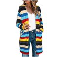 thumbnail image 2 of Abcnature Woman's Fashion Casual Printing Long Sleeve Cardigan Comfortable Tops Coat Plus Size Tops for Ladies Autumn Winter Casual Loose Tunic Blouse Blue L, 2 of 5