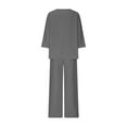 thumbnail image 5 of FCLoft Women's Summer Linen 2-Piece Set - V Neck Top & Wide Leg Pants with Pockets, Loose Loungewear, 5 of 6