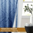 thumbnail image 3 of Hiasan Back Tab Ombre Blackout Curtains for Bedroom - Damask Design 84 inches Long Thermal Insulted Tieable Window Drapes Light Blocking Curtains for Living Room, 2 Panels, W42 x L84, Navy Blue, 3 of 7