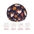 thumbnail image 3 of Yiaed Turkey And Thanksgiving Print Reusable Shower Cap & Bath Cap & Lined, Oversized Waterproof Shower Caps Designed for all Hair Lengths, 3 of 7