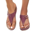 thumbnail image 2 of Ladies Summer Retro Colour Blocking Slippers Rubber Sole Slope Heel Thick Bottom Open Toe Large Size Sandals for Women, 2 of 3