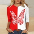 thumbnail image 2 of Hauts à Manches 3/4 pour Femmes Mode Féminine T-Shirt Imprimé Ample Blouse Mi-Longue à Manches 3/4 Col Rond Hauts Décontractés T-Shirts en Coton pour Femmes T-Shirts pour Femmes Mode, 2 of 4
