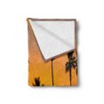 thumbnail image 2 of Vintage Beach Soft Flannel Fleece Blanket, Photo of Palm Trees at Manhattan Beach in Los Angeles Sunset Silhouette Art, Cozy Plush for Indoor and Outdoor Use, 70" x 90", Multicolor, by Ambesonne, 2 of 5