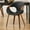 Black, variant on Brown Faux Leather Dining Arm Chair with 4 Wood Legs in Dining Room
