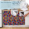 thumbnail image 4 of Colorful Rhombic Sink Skirt for Bathroom, Self-Adhesive Under Sink Curtain, Modern Abstract Geometric Retro Rustic Hide Pipes & Storage Fabric Cabinet Skirt Cover for Kitchen Laundry 32"x55", 4 of 8