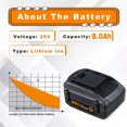 thumbnail image 2 of WA3525 20V 8.0Ah Lithium Battery - Replacement for WA3520 WA3575 WA3578 Batteries, Compatible with WG163 WG183 WG261 WG779 20V/40V/80V Lawn Mower Blower Trimmer Outdoor Cordless Tools,2 PACK, 2 of 5