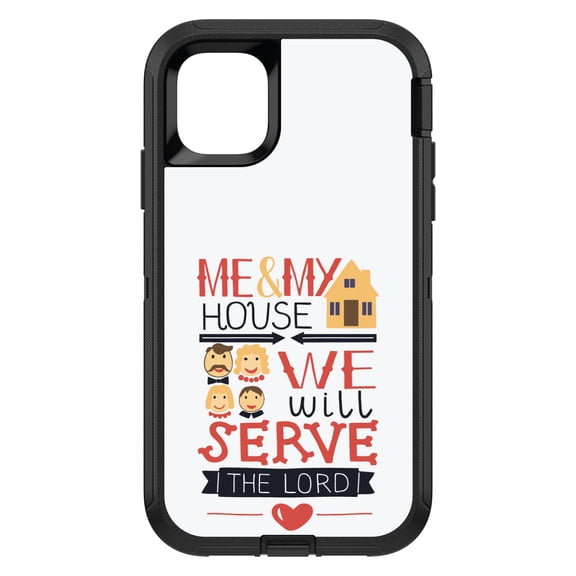 DistinctInk Custom SKIN / DECAL compatible with OtterBox Defender for iPhone 11 Pro MAX (6.5" Screen) - Me & My House We Will Serve the Lord