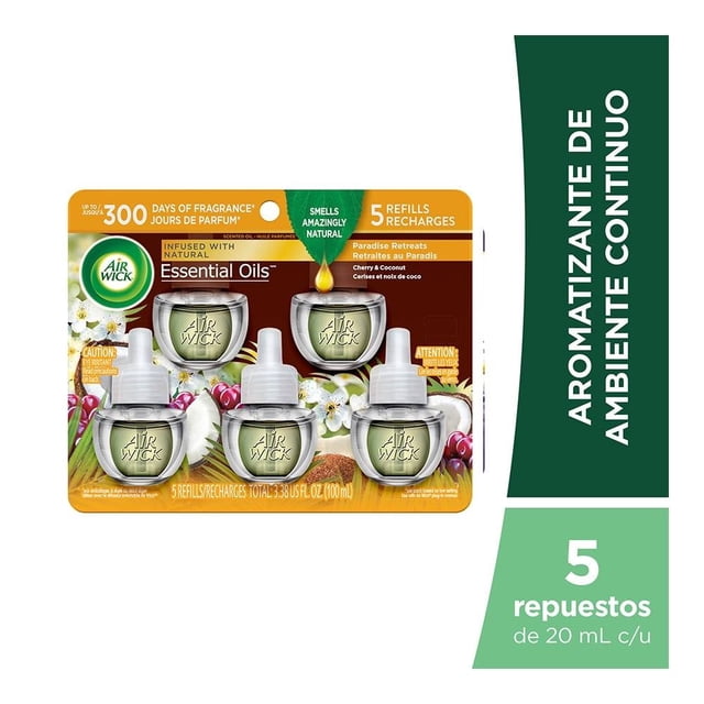 Aromatizante de Ambiente Air Wick Paradise Retreat, 5 repuestos de 20 ml c/u
