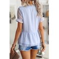 thumbnail image 3 of Women's Sky Blue Ruffled V Neck Frill Hem Swiss Dot Blouse, 3 of 11