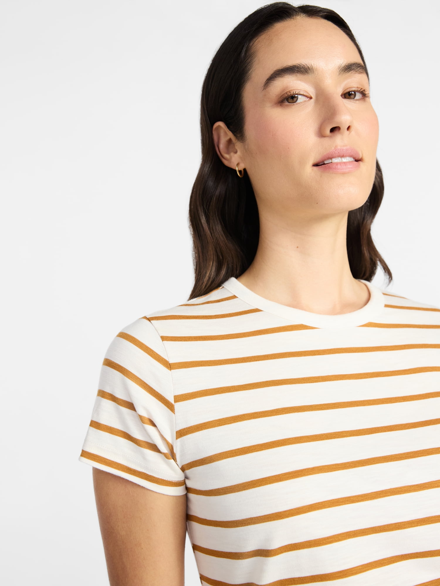 Time and Tru Women's Slub Crewneck Tee with Short Sleeves, Sizes XS-XXXL