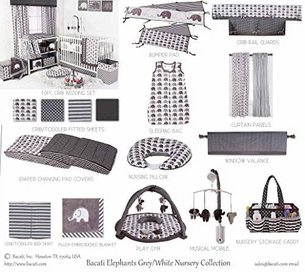 Bacati - Nursery Storage Caddy Elephants White/Grey