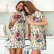 thumbnail image 4 of Easygdp Bird Butterfly Rose Camisón de manga corta para mujer, informal, estampado, 4 of 6