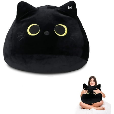 Kawaii chat noir en peluche jouet doux en peluche oreiller chat noir en  peluche poupée bébé jouets peluche cadeau de noël pour enfants filles - 15  cm