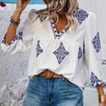 thumbnail image 1 of Fiudx Ofertas Flash Artículos En Oferta Top con Cuello En V y Manga 3/4 Estampado a La Moda para Mujer, 1 of 3