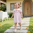 thumbnail image 3 of Toddler Little Girl Back to School Outfit First Day of School Pre Kindergarten Plaid Smocked Short Sleeve Dress Summer Clothes 2-7T, 3 of 9