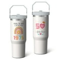 thumbnail image 2 of 1pc 50 years old 30oz Tumbler with Straw & Handle - Insulated Stainless Steel Cup | Holiday Gift for Man Women (Christmas, Valentine's, Birthday), 2 of 7