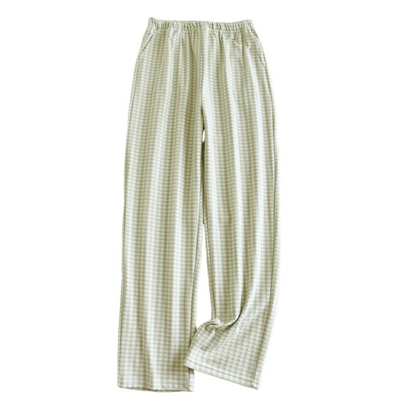 Bovxnpu Women Pajama Pants, Plus Size Pajama Pants Sleep Pants Lounge Pants Fall Winter Striped Cotton with Pockets Drawstring Trousers for Home Warm Sleep Trousers Loungewear Sleepwear