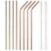US 8pcs 10.5" Stainless Steel Ultra Long Metal Cocktail Straw + 2 Cleaner Brush