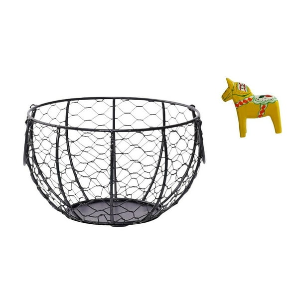Cesta de huevos,Cesta multiusos para huevos,cesta tejida de alambre de hierro,Cesta de almacenamiento de alambre para huevos Cesta de almacenamiento portátil,Figura de escritorio,Estatuas