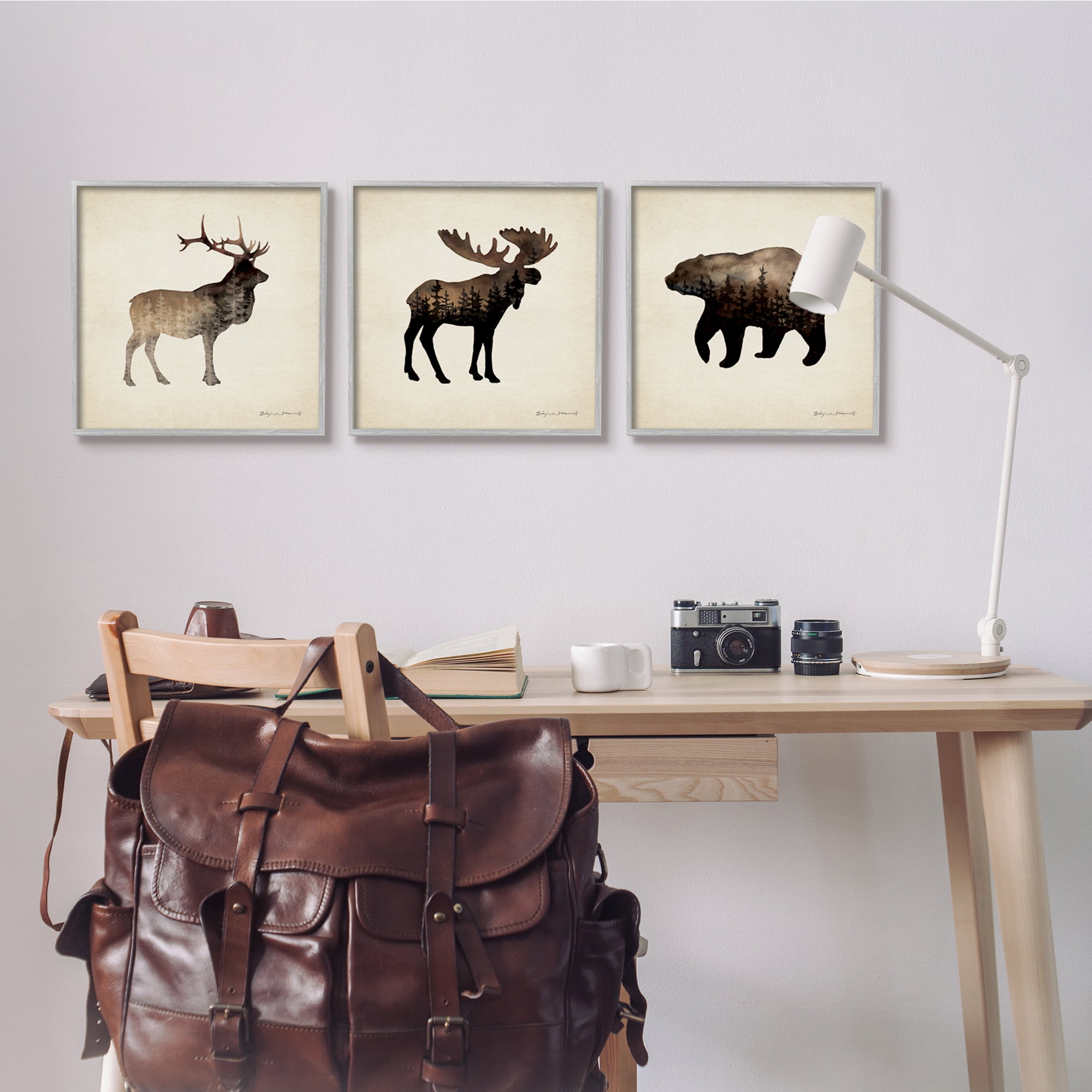 Stupell Industries Woodland Animal Silhouettes Rustic Forest Pine Tree Landscape, 17 x 17, Design by Stephanie Workman Marrott
