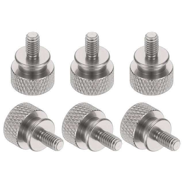 6 Pcs M4*0.7 Knurled Thumb Screw Computer Case Threaded Hand Tighten Screws for PC Case, Gray