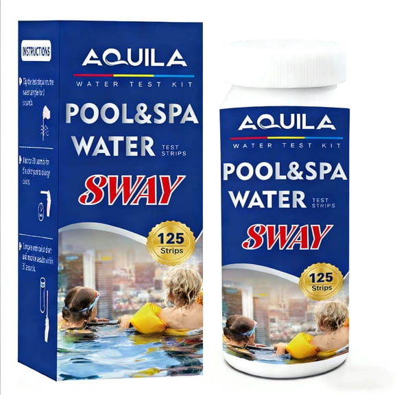 AQUILA Pool Spa Water Test Strips Kit 8 Way for pH Total Alkalinity Hardness Cyanuric Acid Total Chlorine Free Chlorine Bromine Salt 125 Count