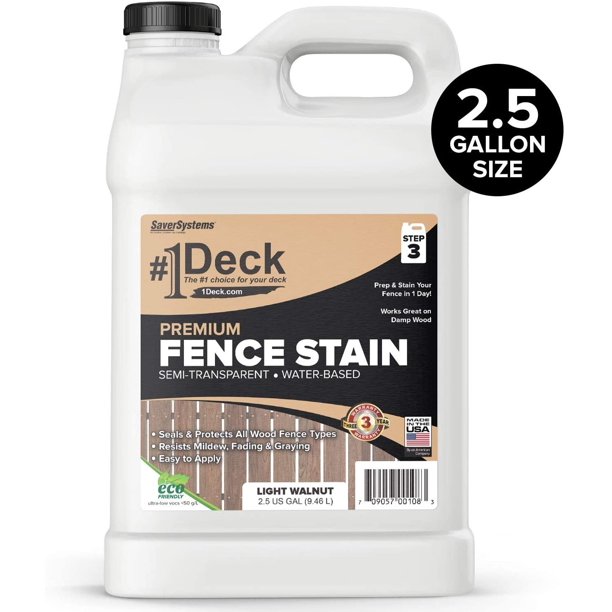 1 Deck Premium Wood Fence Stain and Sealer SemiTransparent Fence