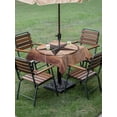 thumbnail image 3 of Outdoor Tablecloth with Umbrella Hole and Zipper, Western Star Retro Square Table Cloth 60x60 Inch Waterproof Tablecloth, Country Farmhouse Brown Wooden Grain Picnic Table Cover for Patio Camping, 3 of 7