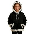 thumbnail image 3 of LIJCC Girls Mock Neck Hooded Jackets Furry Trim Winter Warm Zipper Sweatshirts Soft Fleece Oversized Xmas Trendy Coats(Black,2-3 Years), 3 of 8