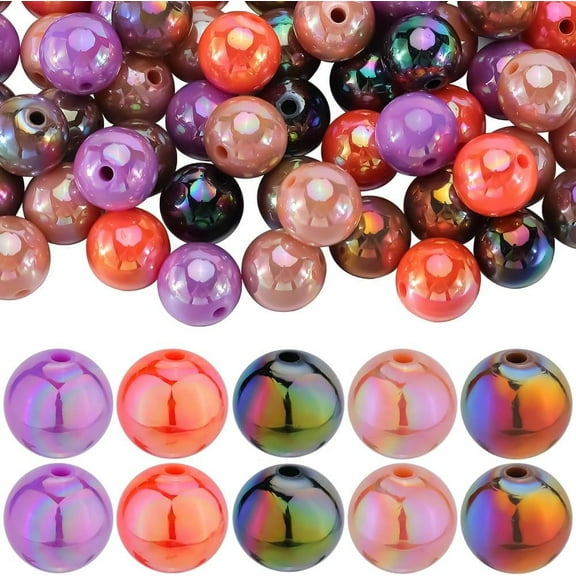 100Pcs 5 Colors 16mm Acrylic Beads Bulk Theme Beads AB Color Opaque Round Beadable Pens Bubblegum Chunk Bead