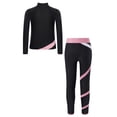 thumbnail image 2 of TiaoBug Kids Girls Skating Gymnastics Workout Outfits Shiny Long Sleeve Sweatshirt with Leggings Pants Suit Pink 12, 2 of 5