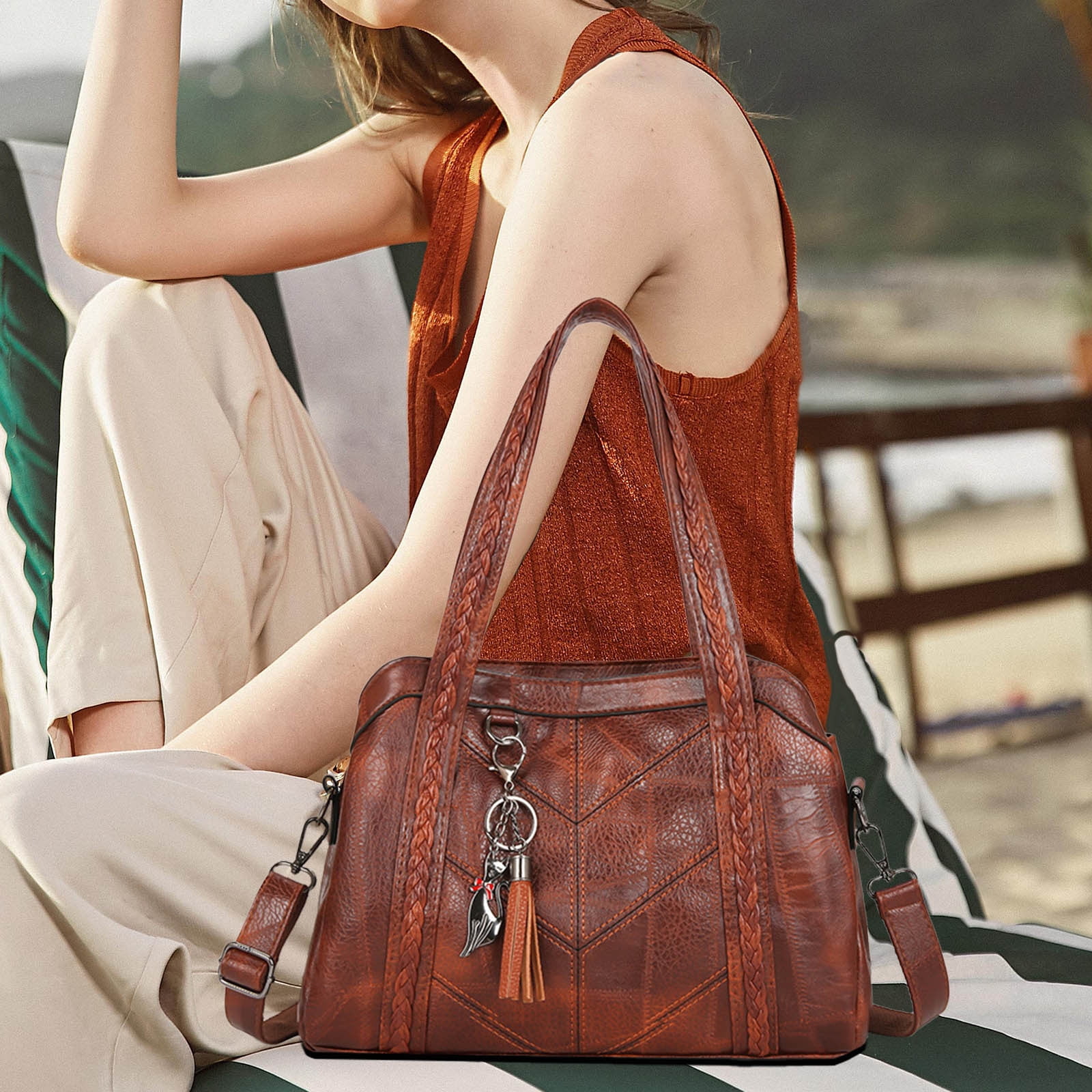 Aooww 2025 Crossbody Purses and Handbags for Women - Leather Tote Purse with Top Handle Satchel and Detachable Strap