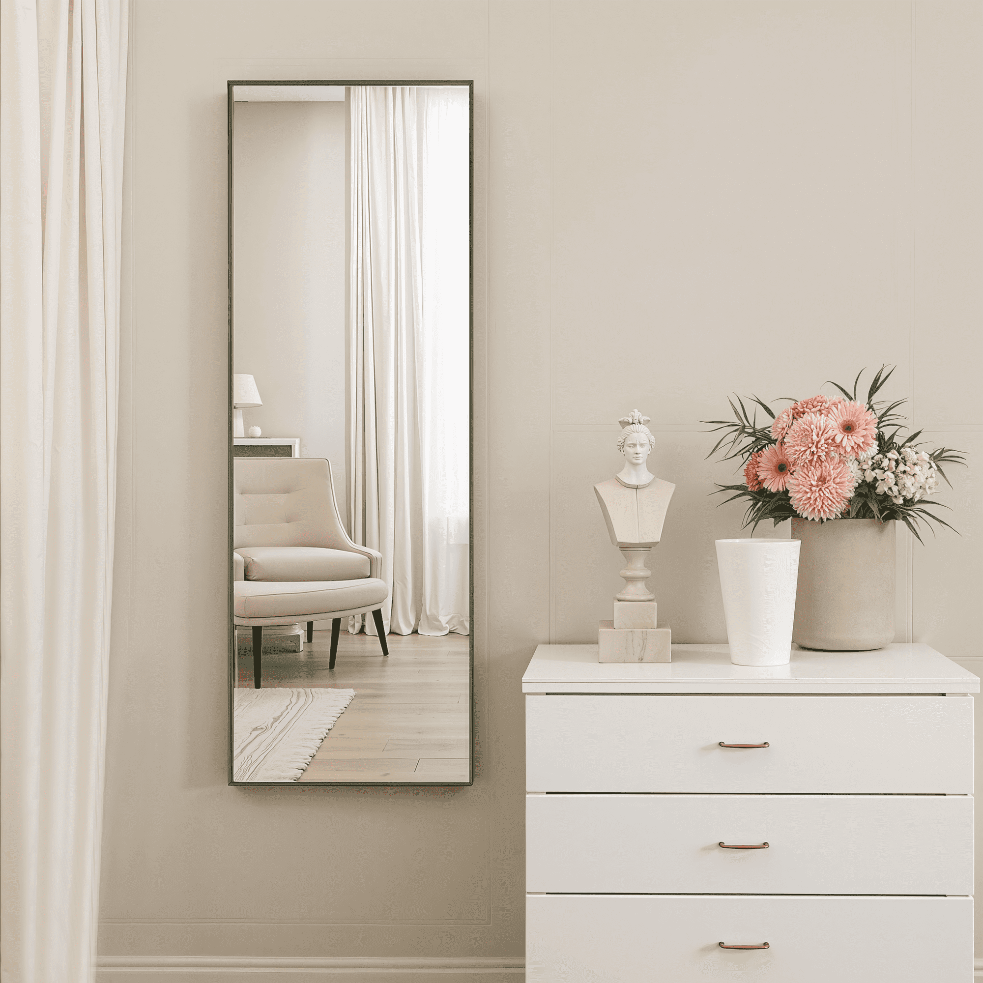MAYEERTY 59in Arched Full Length Mirror Aluminum Alloy Floor Standing Mirror, Black