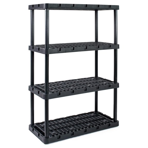 4 Shelf Fixed Height Ventilated Heavy Duty Storage Unit 18 x 36 x 54.5" Organizer System for Home, Garage, Basement, & Laundry, Black