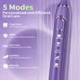 thumbnail image 4 of OasiSmile Sonic Electric Toothbrush for Adults and Teens, 5 Modes 42000 VPM Power Rechargeable Travel Toothbrushes with 6 Brush Heads, 90 Days Battery Life, Purple, 4 of 9