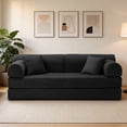 thumbnail image 2 of Leumius Oversized Corduroy Futon Sofa Bed Couch,78" Convertible Folding Mattress Couch with Fixed-Shape Frame,Floor Sofa Lounge Couch for Small Spaces,Apartments,Living Rooms,Black, 2 of 8