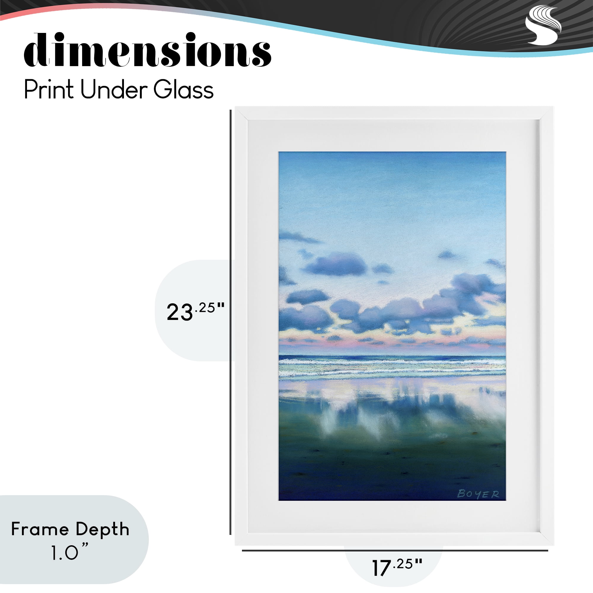 Stupell Industries Pretty Azure Cloud Reflection White Framed Print Under Glass, design by Susy Boyer