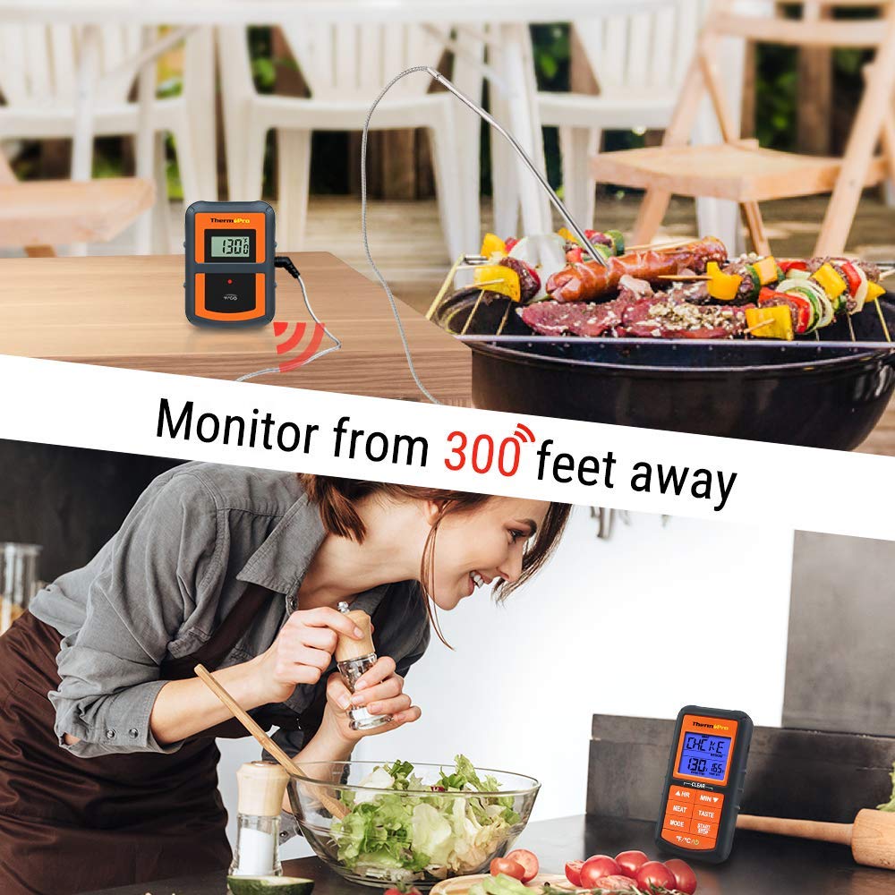 ThermoPro TP07S Wireless Remote Cooking Turkey Food Meat Thermometer for Grilling Oven Kitchen Smoker BBQ Grill Thermometer with Probe,300 Feet Range - image 2 of 6