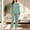 Green, variant on Dianli Pajama Set Loungewear Striped V Neck Long Sleeve Top And Elastic Waist Pants Loose Fit Lightweight Cotton Blend Relaxed Casual Homewear Comfortable Sleepwear Nightwear