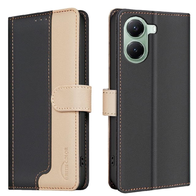 Premium RFID Blocking Wallet Case for Xiaomi POCO X7 Pro 5G with 3 Card Slots & Stand Black