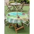 thumbnail image 3 of Easter Outdoor Tablecloth - 54 Inch Round Dining Table Cover, Spring Bunny Silhouette Blue Green Gradient Waterproof Outdoor Table Cloth with Umbrella Hole & Zipper for Picnic/Patio/Party, 3 of 7