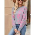 thumbnail image 5 of Women Long Sleeve Sweater Fall Casual Crew Neck Knit Tops Leopard Print Cute Loose Pullover Jumper Grey S, 5 of 8