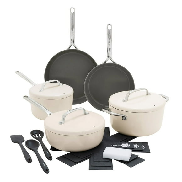 GreenPan GP5 Ceramic Non-Stick Cookware set, 15-pieces White