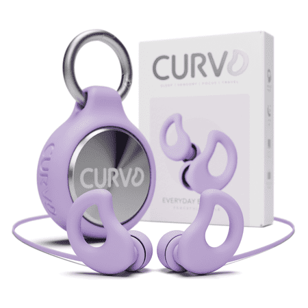 CURVD Silicone Earplugs + Travel Case Clip + Lanyard Bundle, Ear Plugs for Sleeping, Noise Cancelling, Reusable Earplugs for Sleep, Concerts, Noise Sensitivity, Work, & Hearing Protection (Purple)